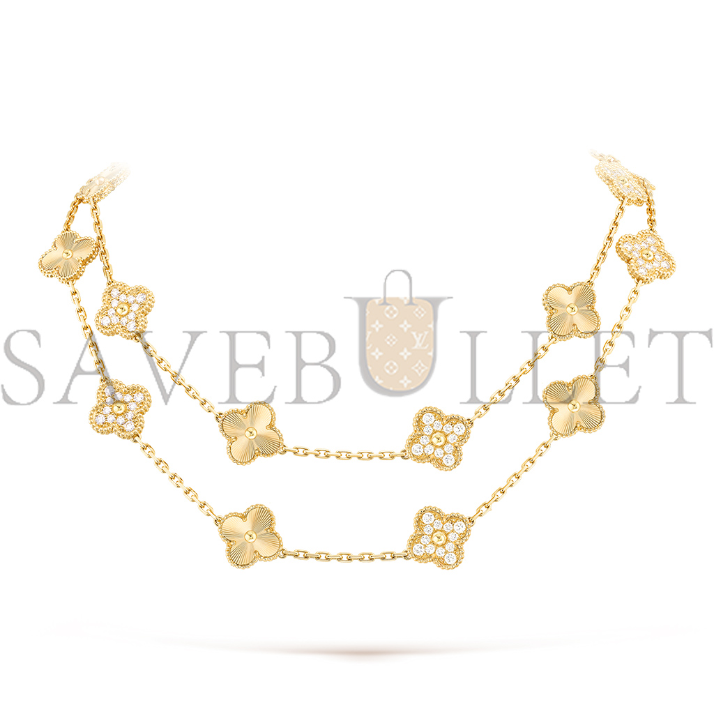 v*n cl*f arpels vintage alhambra long necklace, 20 motifs - yellow gold, Di*m*nd  vcarp4km00